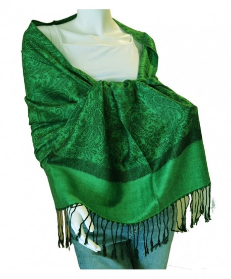 Jacquard Pashmina Paisley Shawl Green& BlackAL - C2112HTM3F9