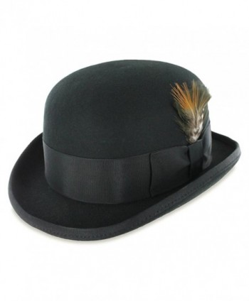 Belfry Tammany Derby Bowler 100% Pure Wool Felt Theater Quality Hat in Black or Grey - Black - CP11GY7P05P