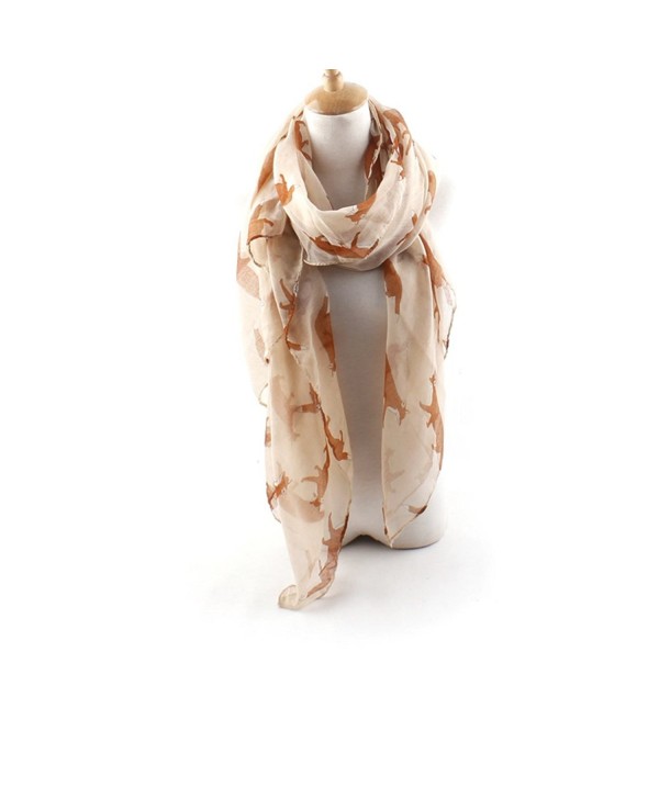ctshow fox Print Voile Print Scarf Fashionable Women Scarves shawl - Beige - CD182KO7WHD