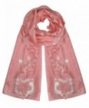 Peach Couture Embroidered Bohemian Design Sheer Lightweight Burnout Velvet Scarf - White Pink - CO17YE8KC2E
