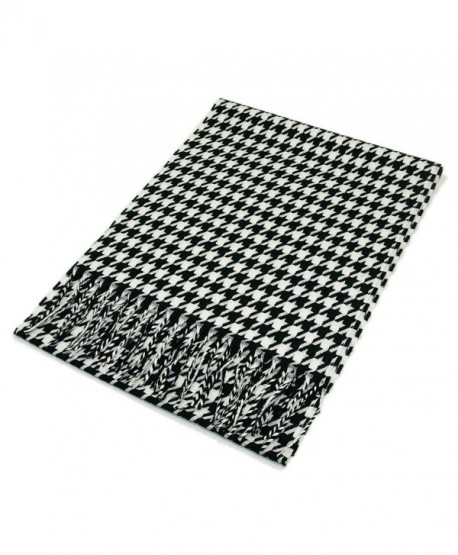 Classic Premium Unisex Houndstooth Winter Fringe Scarf - Different Colors Available - Black/White - CO115KISEXT