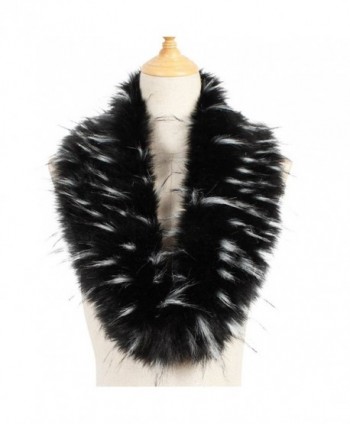 Yetagoo Faux Fur Collar Women's Neck Warmer Scarf Wrap Gatsby 1920s Shawl Accessories - Black/White - C7187K023T0
