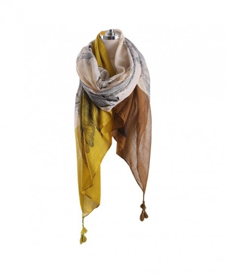 YUNEE Warm Wrap Tribal Style Scarf Voile Striped Soft Shawl Scarf - Yellow - C718648RSIR