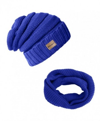 Ellames Knit Beanie Infinity Scarf for Women Men Circle Loop Scarves Hat Set - 2 Pcs-royal Blue - CT186ZTUG8Z