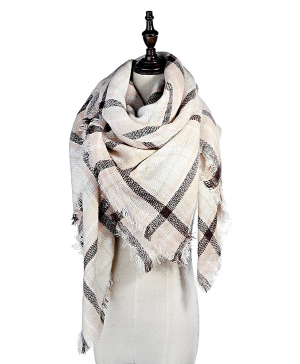 Lamamamas Plaid Blanket Scarf Warm Cozy Tartan Wrap Shawl Winter Scarfs for Women - Grey - CF182AA256L