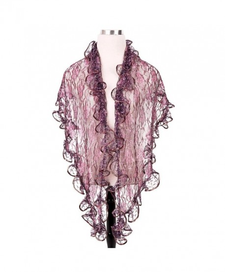 Elegant Sheer Shine Lace Floral Fashion Scarf Shawl Wrap - Different Colors - Purple - C3124J3FHJT