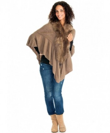 Ladies/Women's Fashion Luxury Faux Fur Shawl Wraps Coat Sweater Cape - Rosy Brown - C0186TW35YO