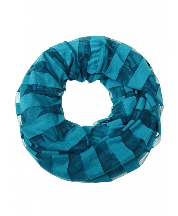 Cejon Women's Jersey Stripe Infinity Scarf - Teal - C51271FEFSB