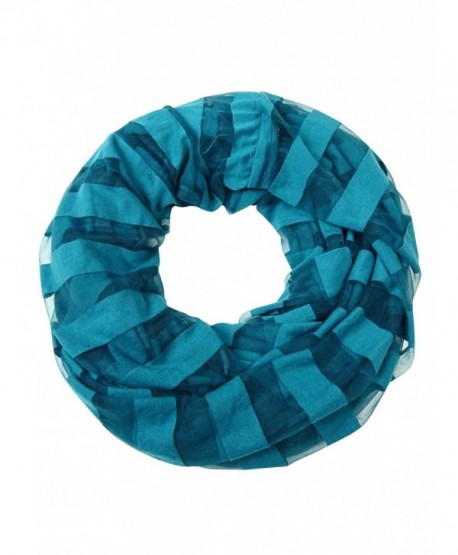 Cejon Women's Jersey Stripe Infinity Scarf - Teal - C51271FEFSB