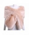 KAMA BRIDAL Women Long Faux Fox Fur Shawl Bridal Stole Cover Up Winter Soft Bolero Scarf - Blush - C5188RZAOY9