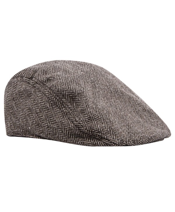 Men's Big and Tall IVY Cap Tweed Herringbone newsboy In Black and Beige ...