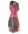 Love Lakeside-Women's Cashmere Feel Winter Plaid Scarf Pink & Grey - CP12MAYXX48