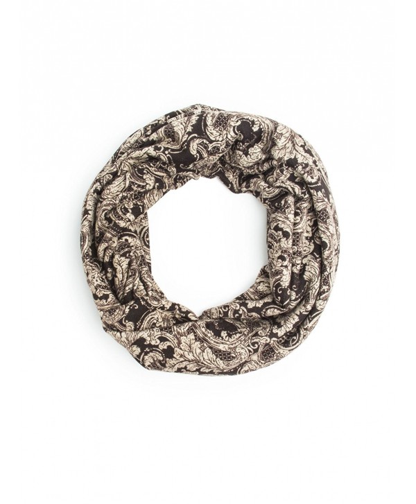 Bohomonde- Arden Infinity Scarf- Elegant Print Soft Jersey Knit - Brown/Ivory - CX129R2AJHV