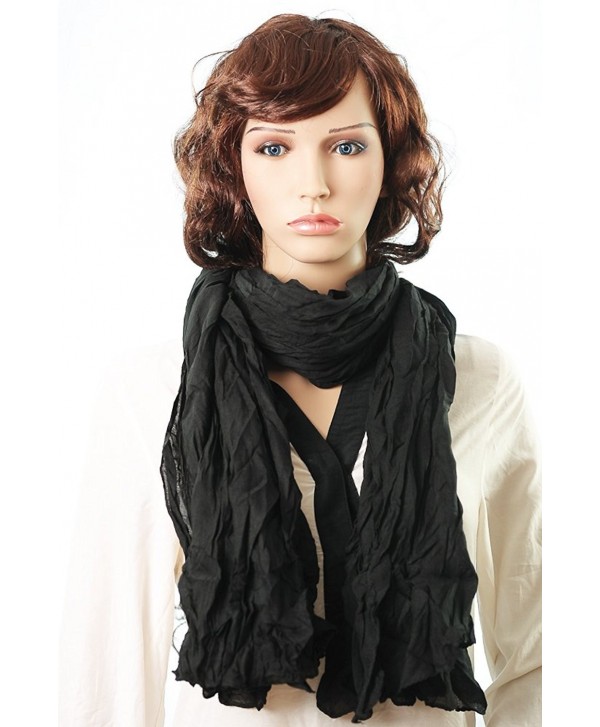 Kuldip Crushed Effect Pashmina Style Scarf Shawl Wrap Throw. - 915P05 Black - CJ11CJ5FMDB