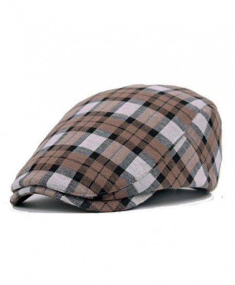 ZLS ZLSLZ Men's Unisex newsboy Hat Cotton Flat Plaid IVY Irish Cabbie Caps - Khaki - CS186GU7ZEE