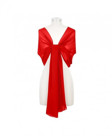 Kewl Fashion Women's Soft Chiffon Bridal Evening Shawl and Wraps - Red - CG12DKAQSG7