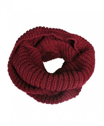 Vilania Women's Knitted Winter Fashion Scarf Circle Loop Scarves Thick Warm - Red - CB12NGD3Z3Z