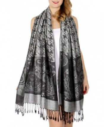 SERENITA Houndstooth paisley jacquard pashmina