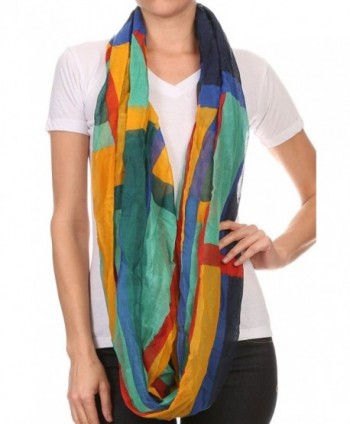 LL Womens Infinity Scarves Lightweight Oversized Sheer Multi Color Many Styles - Multicolor Colorblock - C212EY4GOX1