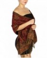 SERENITA Women's Flower Paisely Pashmina evening Shawl - Pale Red/Bronze 1 - CR12O3UB51N