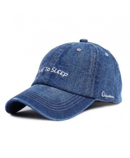 Choomon Unisex Cotton Denim Baseball Cap Adjustable Strap Low Profile Plain Hats - Dark Blue - CG182EUL0RM