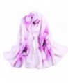 WensLTD Women Soft Thin Chiffon Silk Scarf Flower Printed Scarves Wrap Shawl - Purple - CN12IZY8GFP