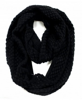 Modadorn New Arrivals Winter Textured Solid Infinity Scarf - 01 Black - C611HL6WWM7