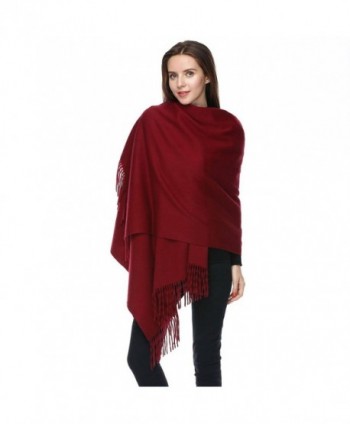 JULY SHEEP-100% Lambswool Blanket Scarf Shaws Wraps Extra large Super warm scaves - Burgundy - CI1833STSXS