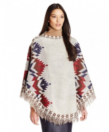 Muk Luks Women's Fringe Poncho - Oatmeal - C0122SZHBX5