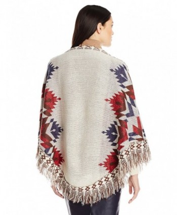 Luks Womens Fringe Poncho Oatmeal