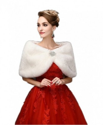 FOLWEP Women's Faux Fur Wrap Cape Stole Shawl Shrug Crystal Wedding/Party/Show - CD12LTA8TYT