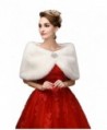 FOLWEP Women's Faux Fur Wrap Cape Stole Shawl Shrug Crystal Wedding/Party/Show - CD12LTA8TYT