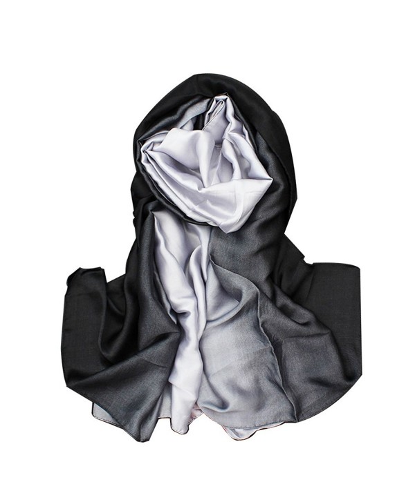 Gradient colour Long Scarf Shawl-Silk Feel Chiffon -size:75"L43"W by EZ Collection - Black - CG12NRRGRO0