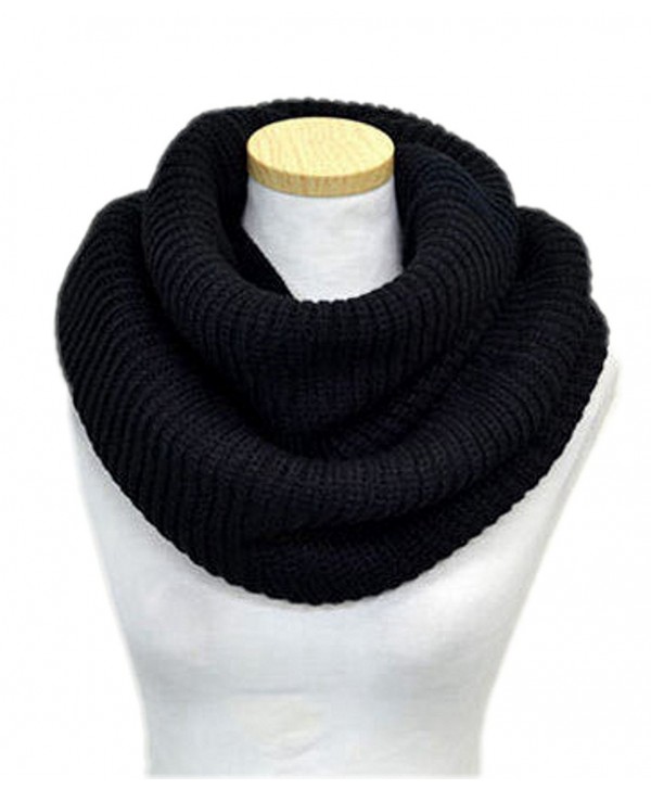 Spikerking Unisex Soft Thick Knitted Winter Warm Infinity Scarf - Black - C2125OGVYKV
