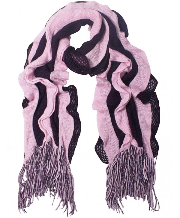 Acrylic Fashion Wavy Ruffle Knitted Tassel Ends Long Scarf Available - Fba - Purple - CI113ZMJSKP