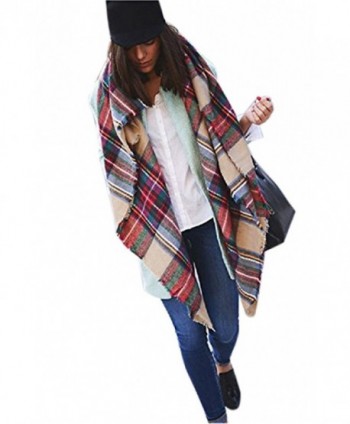 Moxeay Blanket Oversized Checked Pashmina in Wraps & Pashminas