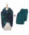 Womens Winter Outfits Set Dark green - Dark-green Plaid Scarf & Dark-green Leg Warmers Set - CA188Q4E74S