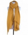 Portola Crinkled Wool Blend Solid Color Blanket Size Scarf and Wrap Shawl - Mustard - CS12O4OF3Z1