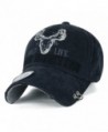 ililily WILD LIFE DEER HUNTING Embroidery Metal Piercing Ring Cotton Baseball Cap Trucker Hat - Prussian Blue - CL17Z55D3Z3