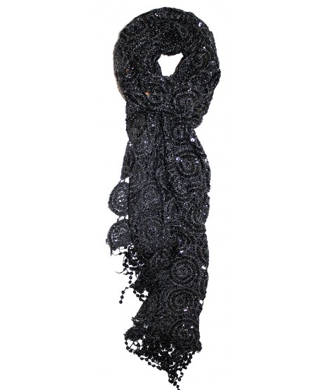 Ted and Jack - Luxe Bedazzled Sequin and Sparkle Scarf - Black - CI186YU802A