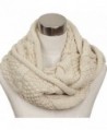 Ls Lady Women's Warm Infinity Circle Scarf Ribbed Knit Scarf Cowl Wrap - Off White - CL127PVG8WH