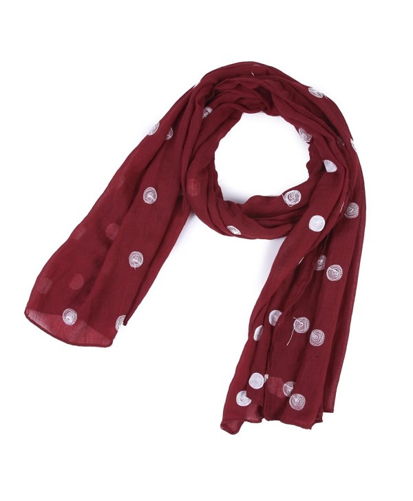 Damara Womens Light Dots Pashmina Scarves Wraps - Dark Red - CU11PEMZL3H