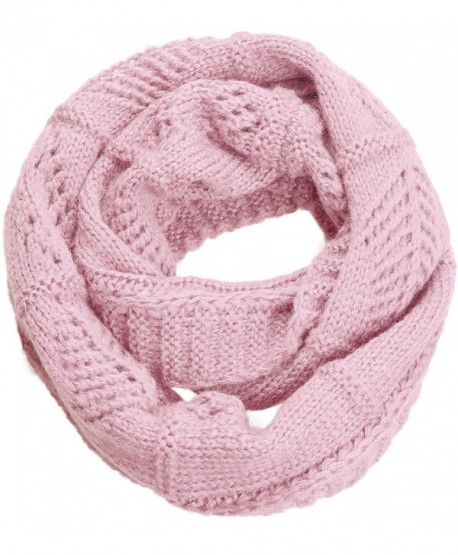 NEOSAN Warm Knit Crochet Soft Infinity Circle Loop Scarf For Women Solid Color - Crochet Light Pink - C7185KYITY3