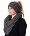 CC Confetti Cable Knit Fuzzy Lined Head Wrap With Matching Infinity Scarf - A Confetti Melange Grey Design - CK180L25I5D