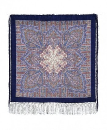 Pavlovo Posad Shawl Pashmina Scarf Wrap 100 % Wool Blue 35x35'' - CH183IYO3H0