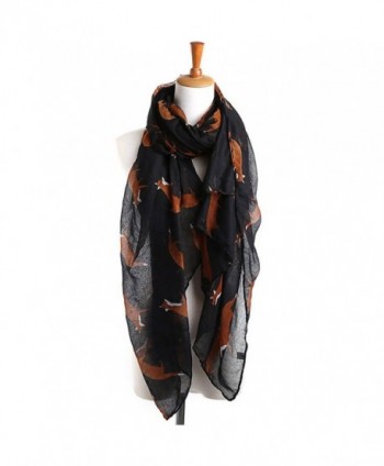 Wensltd Clearance Women Cute Fox Print Scarf Wraps Shawl Scarf - Black - C5129UUCLZ9