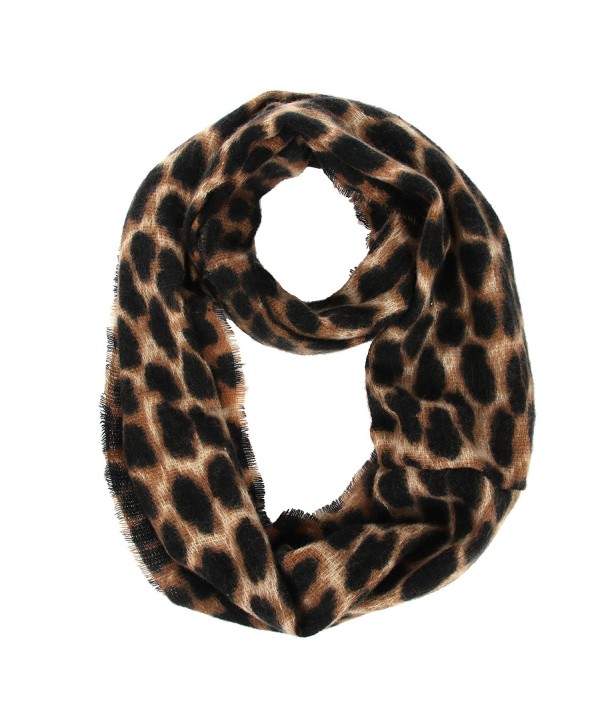 Women's Leopard Print Infinity Scarf - Warm Lightweight Acrylic Cheetah Loop Circle Scarves for Ladies and Girls - CF18629MS4Q