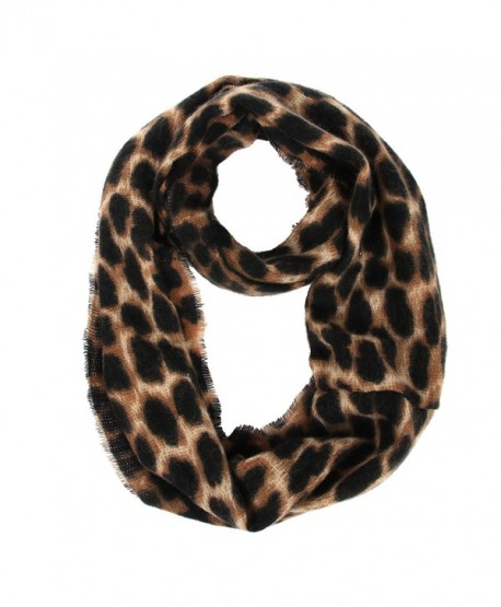 Women's Leopard Print Infinity Scarf - Warm Lightweight Acrylic Cheetah Loop Circle Scarves for Ladies and Girls - CF18629MS4Q