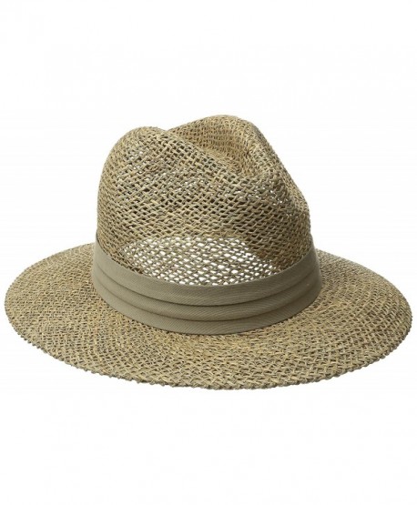 San Diego Hat Co. Men's Seagrass Panama Fedora Hat with Cloth Band - Olive - CT11JMYE4ZT