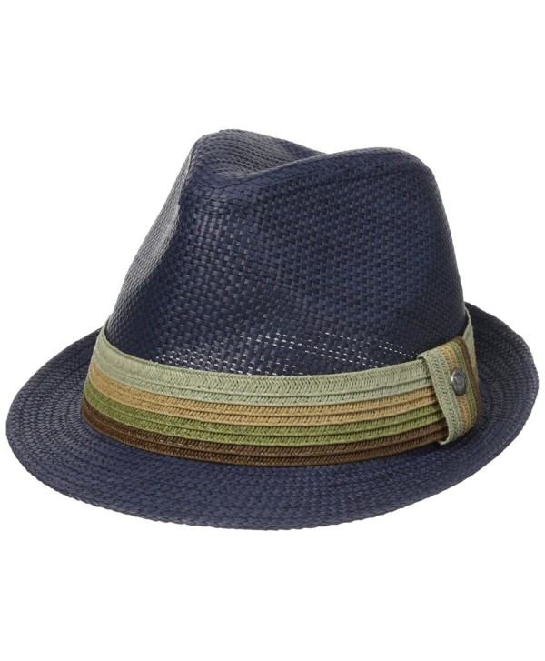 Perry Ellis Men's Braid Band Straw Fedora - Insignia Blue - CP11UG4WHYT